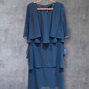 NWT Tiered Chiffon Teal Dress XL